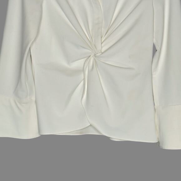 Cinq à Sept L McKenna Twist Front Long Sleeve Blouse in Ivory Career *flaw - Picture 6 of 11